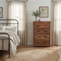 Rustic Chest: Some lifestyle images are created with AI for visualization purposes. Crafted from natural solid wood, each piece is unique and will vary.