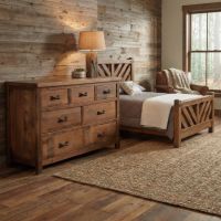 Rustic Barn Wood Dresser: Some lifestyle images are created with AI for visualization purposes. Crafted from natural solid wood, each piece is unique and will vary.