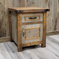 Timber Haven 1 Drawer and 1 Door Barnwood Nightstand in Wyoming Finish