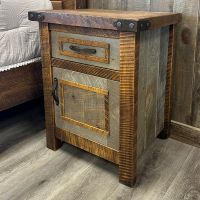 Timber Haven 1 Drawer and 1 Door Barnwood Nightstand in Wyoming Finish