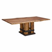Timber Forged Rustic Square Base Walnut Dining Table