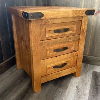 Timber Haven 3 Drawer End Table - Honey Amber Finish