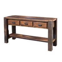 Timber Ridge Rustic Barn Wood TV Console Table - 60" - 3 Drawer - Clear Finish