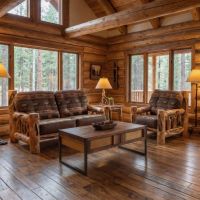 Rustic Walnut Coffee Table: Some lifestyle images are created with AI for visualization purposes. Crafted from natural solid wood, each piece is unique and will vary.