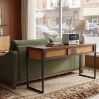 Sofa Table: Some lifestyle images are created with AI for visualization purposes. Crafted from natural solid wood, each piece is unique and will vary.