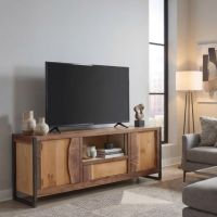 Walnut TV Stand: Some lifestyle images are created with AI for visualization purposes. Crafted from natural solid wood, each piece is unique and will vary.