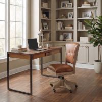 Walnut Desk: Some lifestyle images are created with AI for visualization purposes. Crafted from natural solid wood, each piece is unique and will vary.