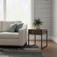 Contemporary Side Table: Some lifestyle images are created with AI for visualization purposes. Crafted from natural solid wood, each piece is unique and will vary.