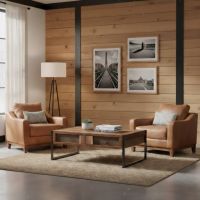 Contemporary Rustic Coffee Table: Some lifestyle images are created with AI for visualization purposes. Crafted from natural solid wood, each piece is unique and will vary.