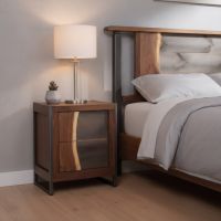 Contemporary Nightstand: Some lifestyle images are created with AI for visualization purposes. Crafted from natural solid wood, each piece is unique and will vary.