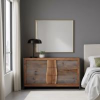Contemporary Dresser: Some lifestyle images are created with AI for visualization purposes. Crafted from natural solid wood, each piece is unique and will vary.