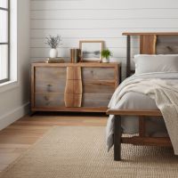 Rustic Dresser: Some lifestyle images are created with AI for visualization purposes. Crafted from natural solid wood, each piece is unique and will vary.
