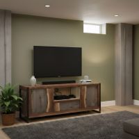 Rustic TV Stand: Some lifestyle images are created with AI for visualization purposes. Crafted from natural solid wood, each piece is unique and will vary.