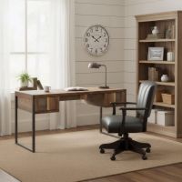 Rustic Desk: Some lifestyle images are created with AI for visualization purposes. Crafted from natural solid wood, each piece is unique and will vary.