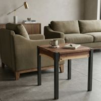 Contemporary End Table: Some lifestyle images are created with AI for visualization purposes. Crafted from natural solid wood, each piece is unique and will vary.