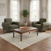 Rustic Coffee Table: Some lifestyle images are created with AI for visualization purposes. Crafted from natural solid wood, each piece is unique and will vary.
