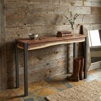 Rustic Sofa Table: Some lifestyle images are created with AI for visualization purposes. Crafted from natural solid wood, each piece is unique and will vary.