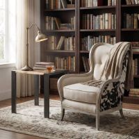 Live Edge End Table: Some lifestyle images are created with AI for visualization purposes. Crafted from natural solid wood, each piece is unique and will vary.