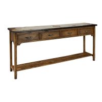 Tradewinds Harker's 4 Drawer Barnwood Sofa Table with Shelf