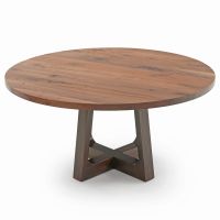 Natural Wood Transitional Pedestal Dining Table - Flat Edge Black Walnut Table Top - Natural Clear Table Top Finish - Ebony Mahogany Table Base