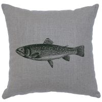 Trout Decor Pillow - Gray Linen
