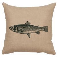 Trout Decor Pillow - Natural Linen