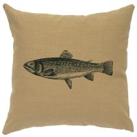 Trout Decor Pillow - Straw Linen