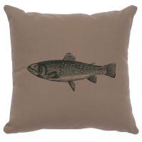 Trout Decor Pillow - Taupe Cotton