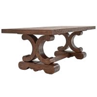 Tuscan Café Dining Table shown with Rectangular Rustic Barnwood Mahogany