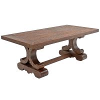 Tuscan Café Dining Table shown with Rectangular Rustic Barnwood Mahogany
