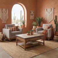Rustic Coffee Table: Some lifestyle images are created with AI for visualization purposes. Crafted from natural solid wood, each piece is unique and will vary.