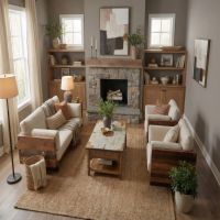 Rustic Coffee Table: Some lifestyle images are created with AI for visualization purposes. Crafted from natural solid wood, each piece is unique and will vary.
