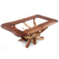Twisted Trails Inlaid Glass Dining Table - Black Walnut