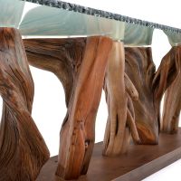 Twisted Trails Modern Organic Dining Table - Provincial Finish - Close Up