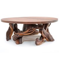 Twisted Trails Rustic Black Walnut & Juniper Log Coffee Table