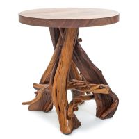 Twisted Trails Rustic Black Walnut & Juniper Log End Table