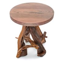 Twisted Trails Rustic Black Walnut & Juniper Log End Table