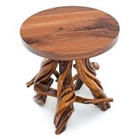 Twisted Trails Rustic Black Walnut & Juniper Log End Table
