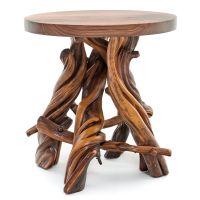 Twisted Trails Rustic Black Walnut & Juniper Log End Table