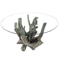 Twisted Trails Rustic Driftwood Log Dining Table - Silver Graphite Finish