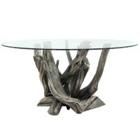 Twisted Trails Rustic Driftwood Log Dining Table - Silver Graphite Finish
