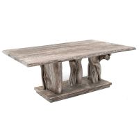 Twisted Trails Rustic Organic Dining Table - Urban Graphite Blasted Oak Top & Urban Graphite Juniper Base