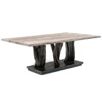 Twisted Trails Rustic Organic Dining Table - Urban Graphite Blasted Oak Top & Ebony Gold Juniper Base