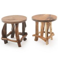Twisted Trails Walnut & Juniper End Table - Rustic Barnwood Finish (L) & Natural Clear Finish (R)