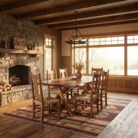 Organic Live Edge Dining Table: Some lifestyle images are created with AI for visualization purposes. Crafted from natural solid wood, each piece is unique and will vary.
