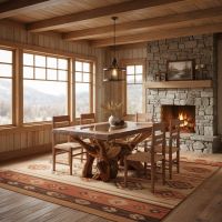 Redwood Dining Table: Some lifestyle images are created with AI for visualization purposes. Crafted from natural solid wood, each piece is unique and will vary.