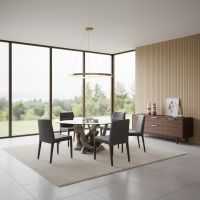Driftwood Dining Table: Some lifestyle images are created with AI for visualization purposes. Crafted from natural solid wood, each piece is unique and will vary.