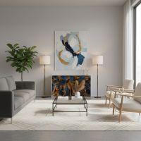 Painted Teak Console: Some lifestyle images are created with AI for visualization purposes. Crafted from natural solid wood, each piece is unique and will vary.