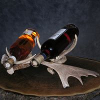 Antler Wine Rack, two bottles