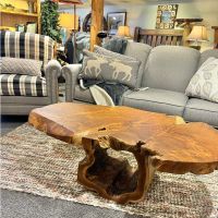 Rustic Coffee Table with Hollow Log Base